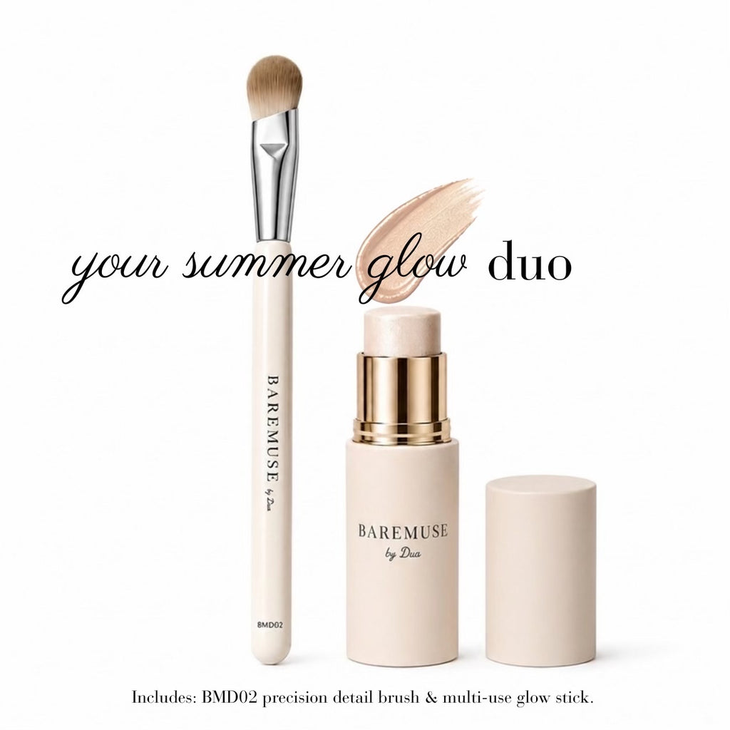 Baremuse Glow highlighter stick bundle with brush (pre-order)