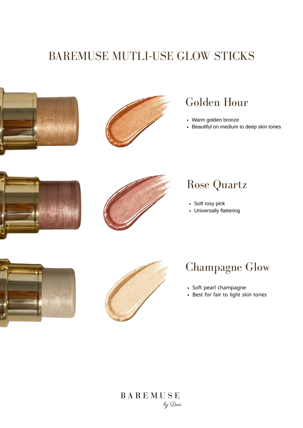 Baremuse Glow highlighter stick bundle with brush (pre-order)