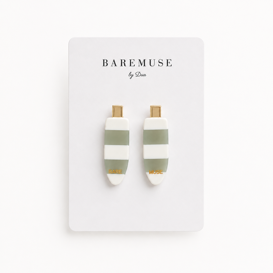 Baremuse soft sage hair clips
